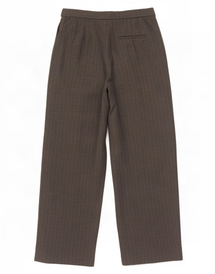 Calça feminina Zara Loose Fit médio W30 L30 cinza espinha de peixe poliéster
