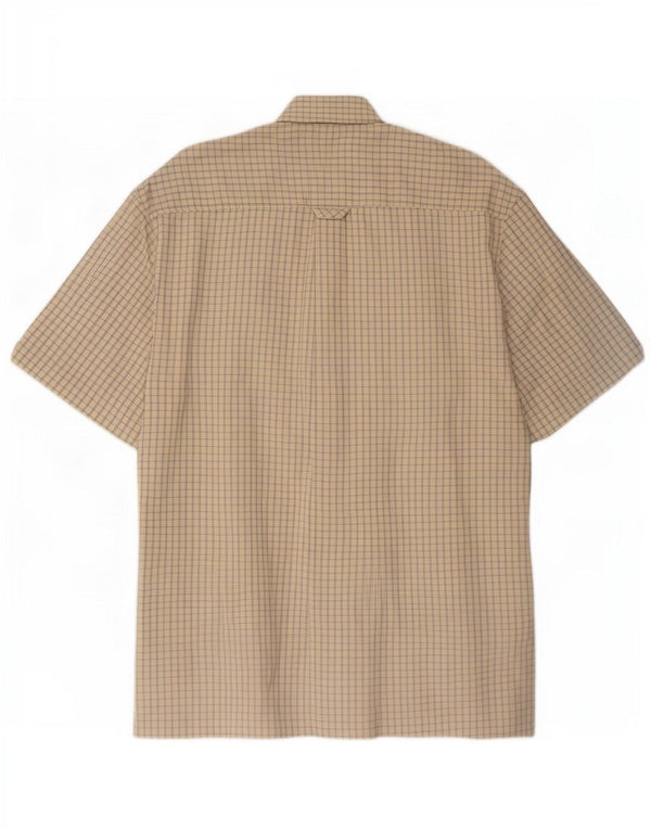 Camisa masculina de manga curta Ben Sherman de algodão guingão bege médio