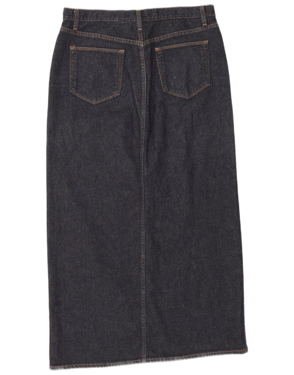 Saia jeans maxi feminina Gap EUA 12 grande W34 algodão azul marinho