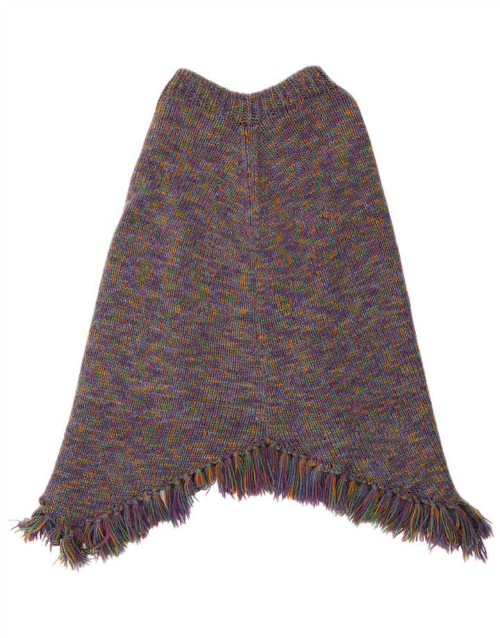 Poncho Jumper feminino vintage UK 14 grande multicolorido manchado
