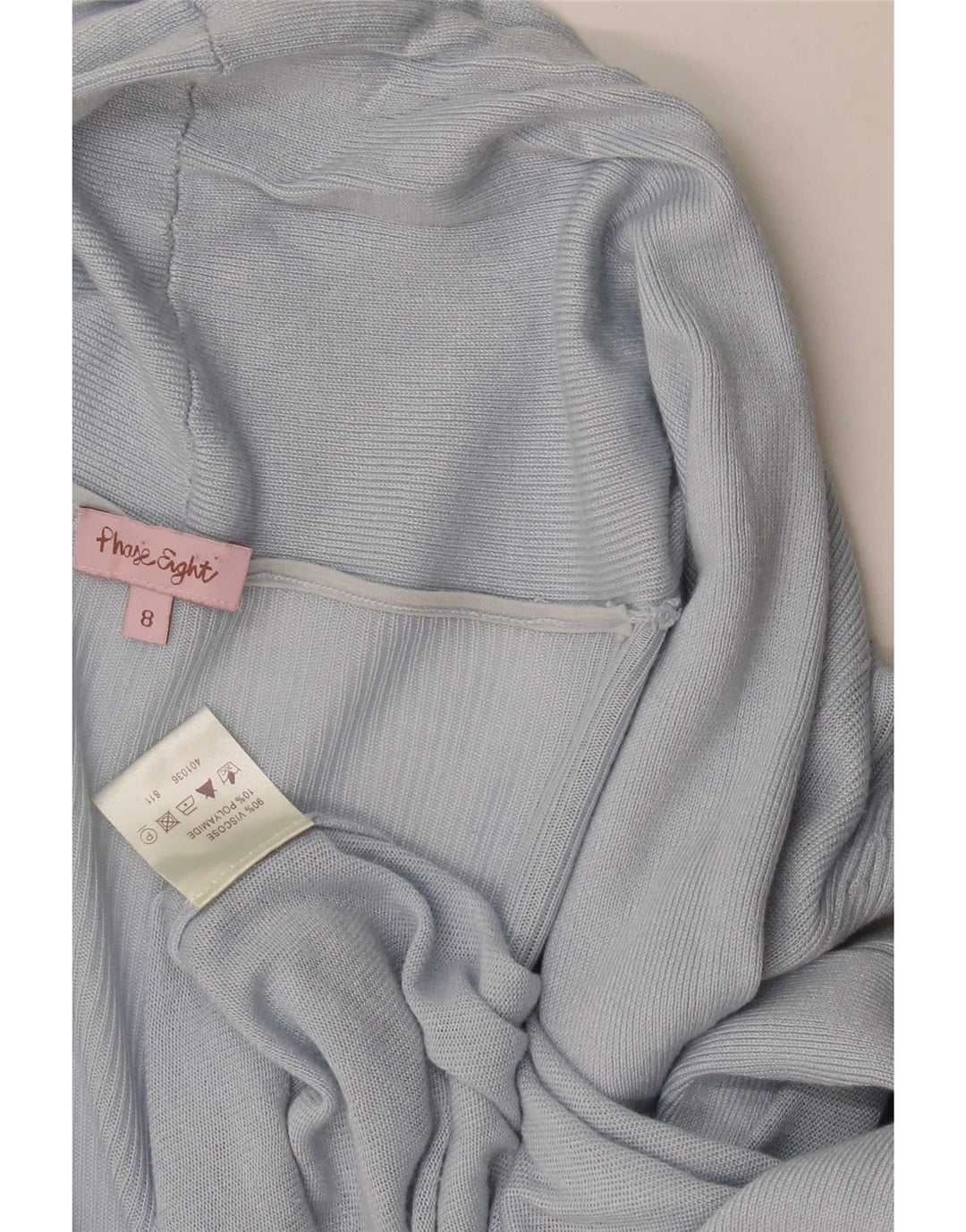 Suéter de cardigã aberto com espinhel feminino Fase Oito Reino Unido 8 viscose azul pequena