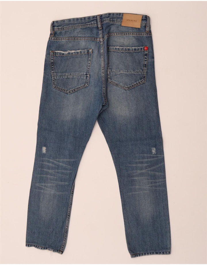 Calça jeans feminina Iceberg desgastada slim W31 L26 azul