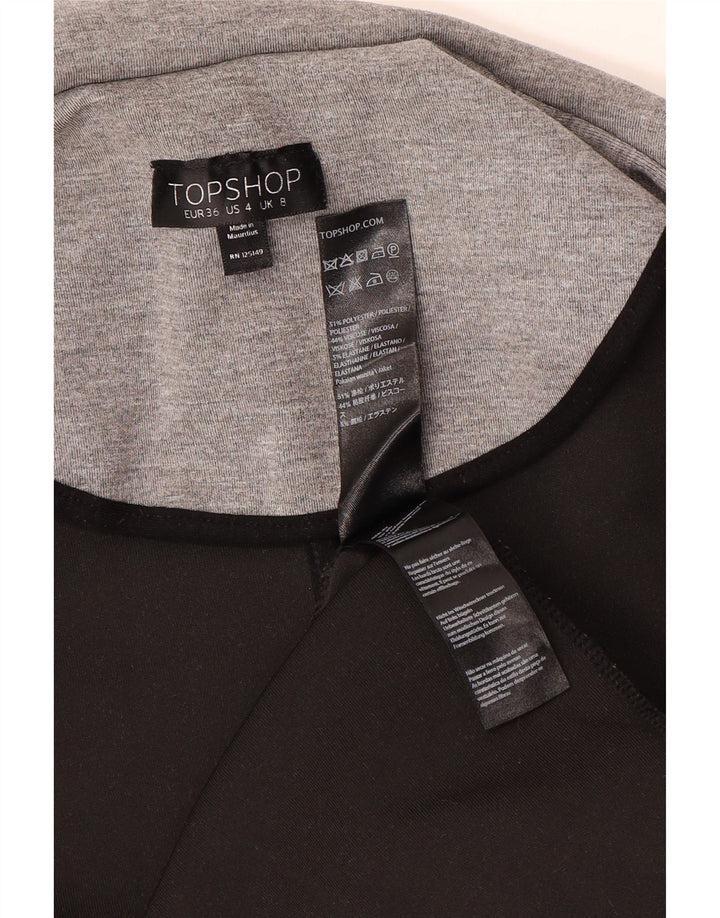 Colete feminino Topshop Longline Reino Unido 8 pequeno elastano cinza