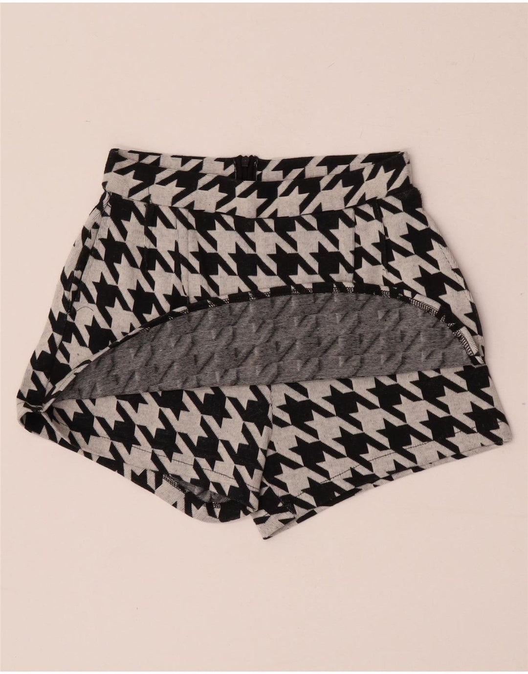 Zara Womens Trafaluc Shorts Casual Pequeno W26 Preto Houndstooth