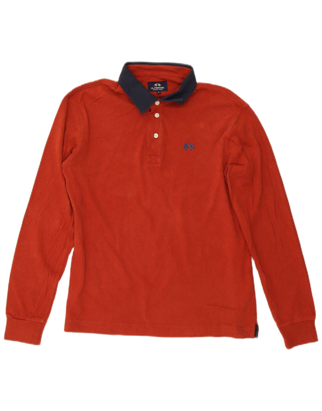 Camisa polo masculina de manga comprida La Martina médio algodão vermelho