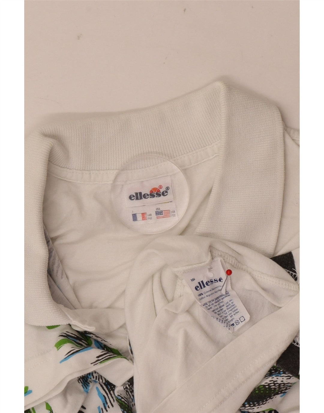 Camisa polo masculina Ellesse IT 48 médio branco tie-dye algodão