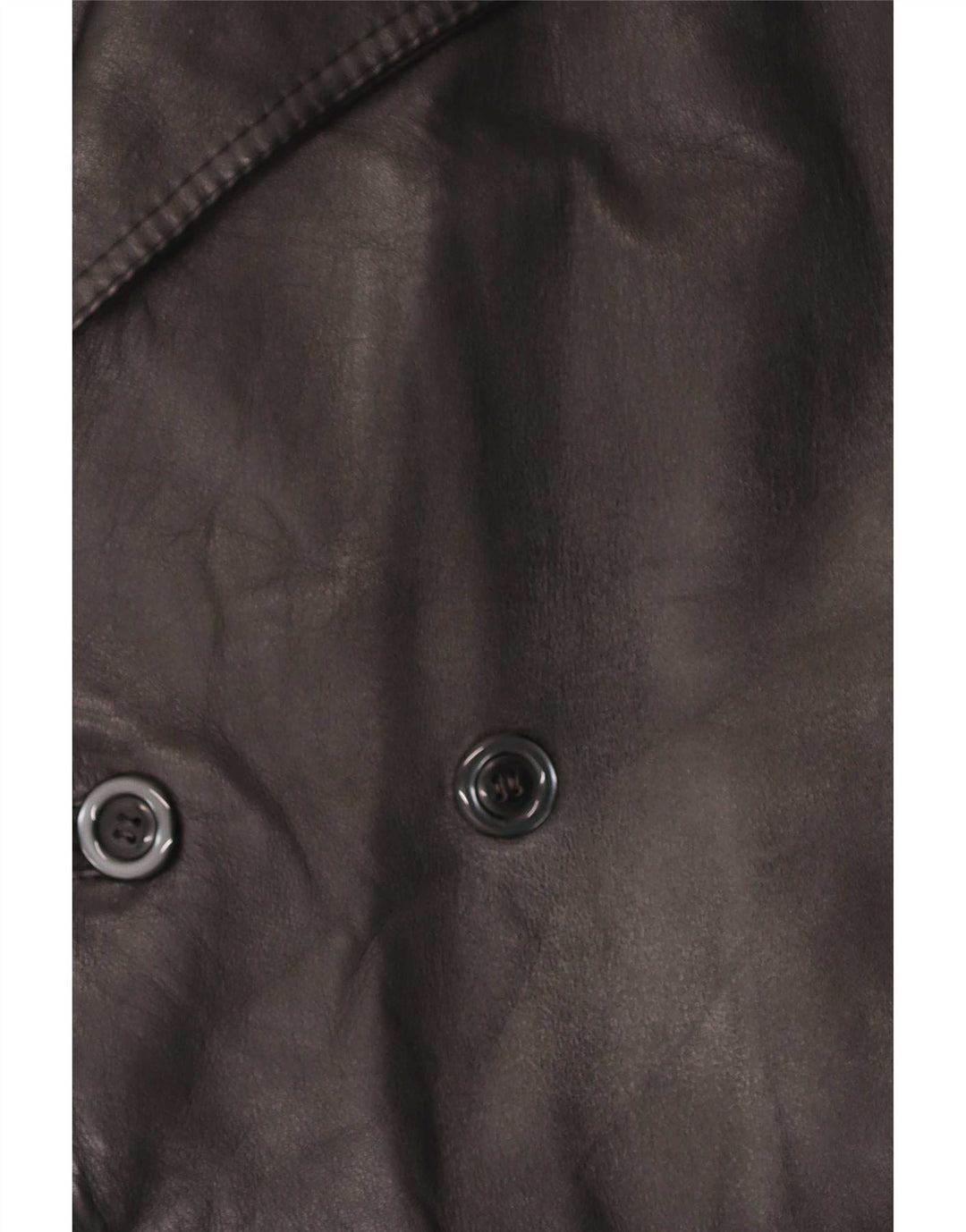 Casaco de couro vintage masculino com peito duplo Reino Unido 38 preto médio