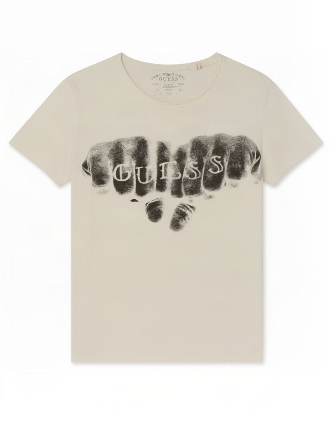 Guess Camiseta masculina gráfica Top médio branco