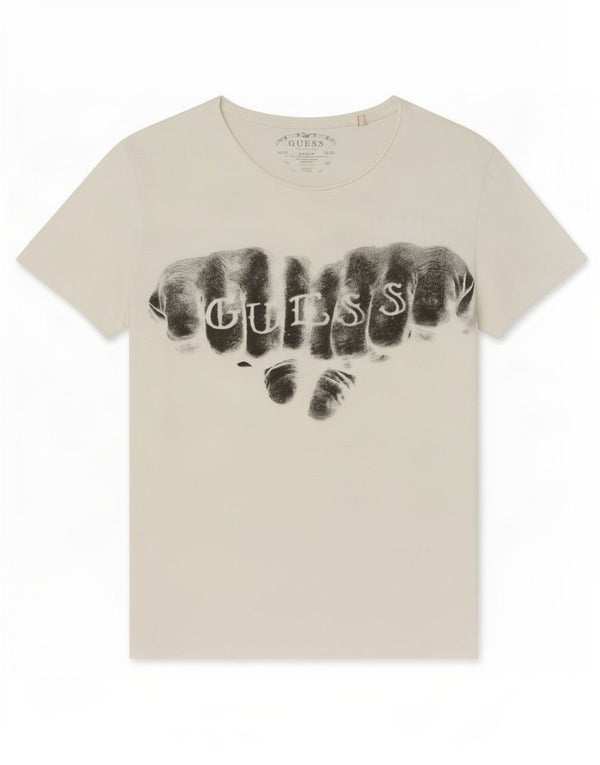 Guess Mens Graphic T-Shirt Top Medium White
