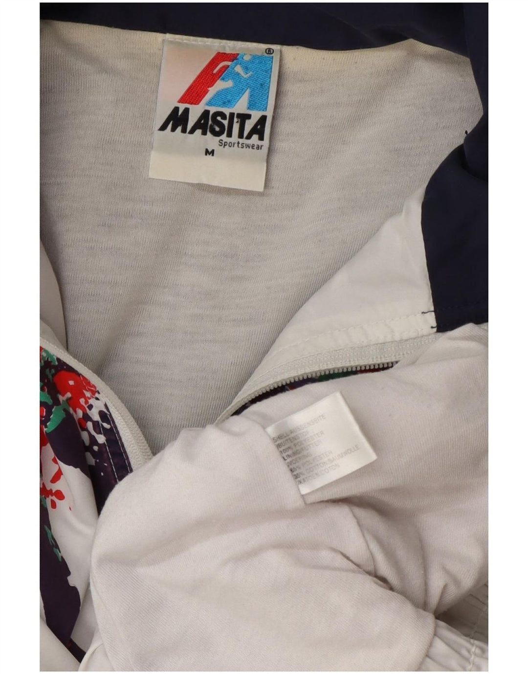 Jaqueta masculina de agasalho Masita de poliéster colorblock branco médio