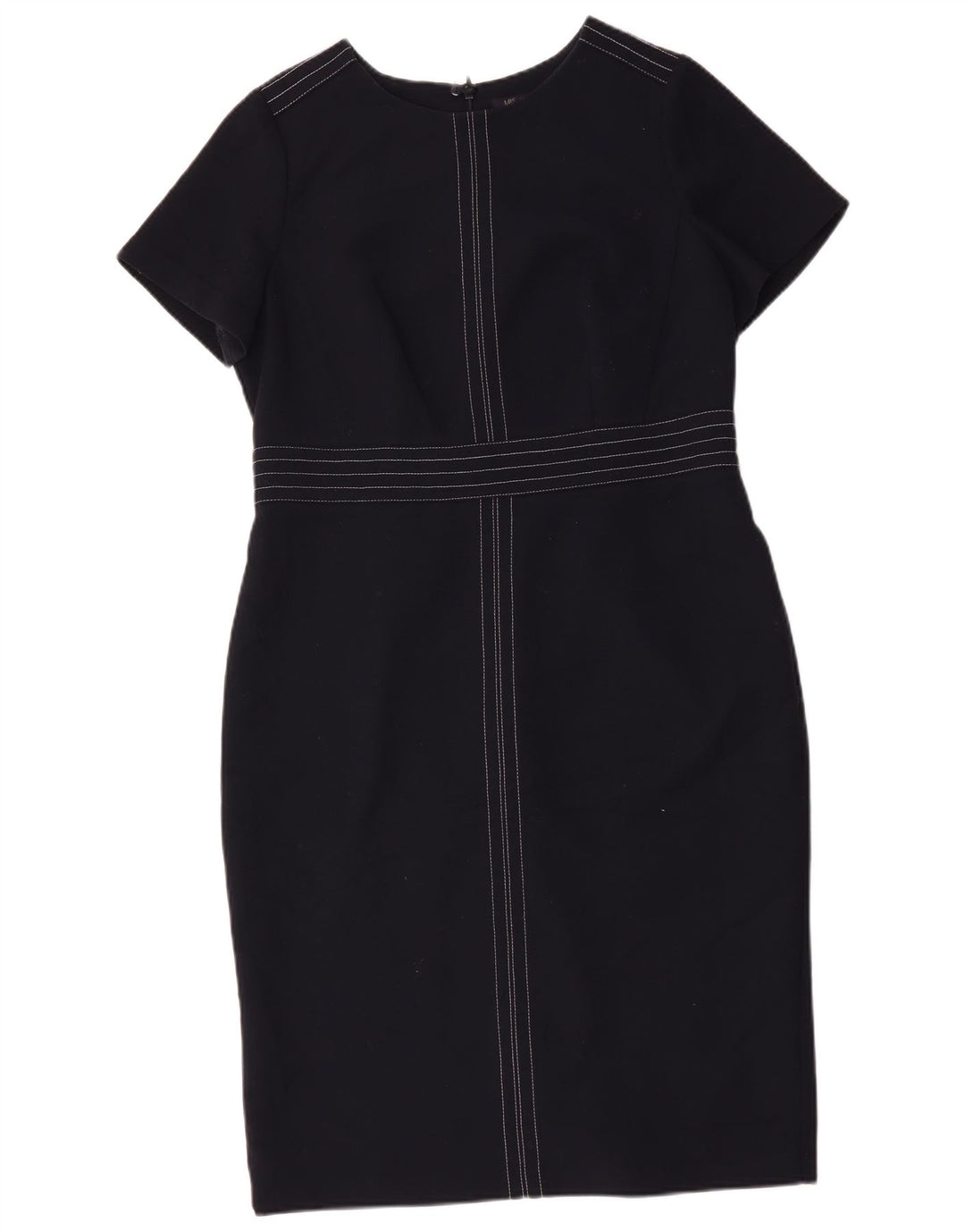 Vestido bainha feminino Marks & Spencer Reino Unido 16 grande poliéster azul marinho
