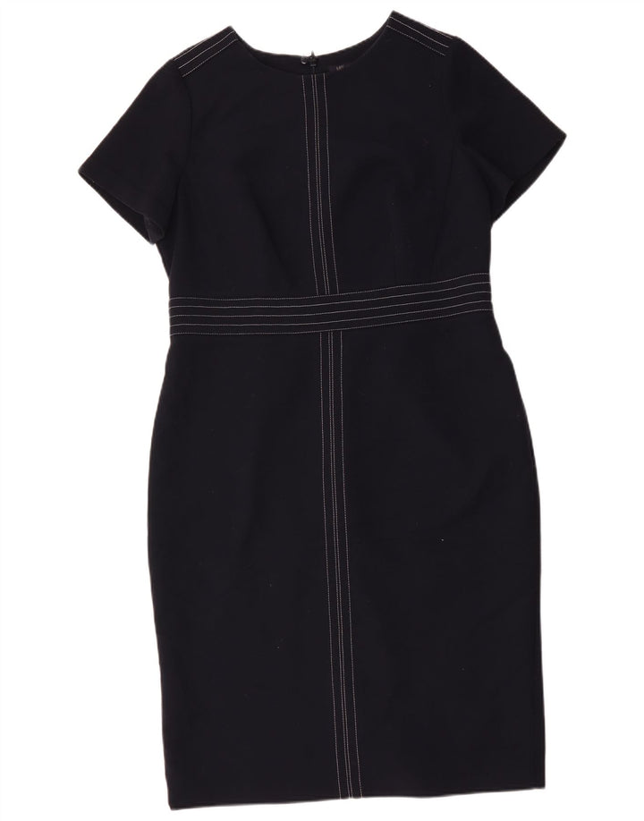 Vestido bainha feminino Marks & Spencer Reino Unido 16 grande poliéster azul marinho