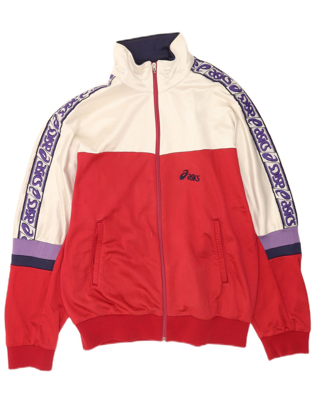 Asics Mens Graphic Tracksuit Top Jacket IT 52 Grande bloco colorido vermelho