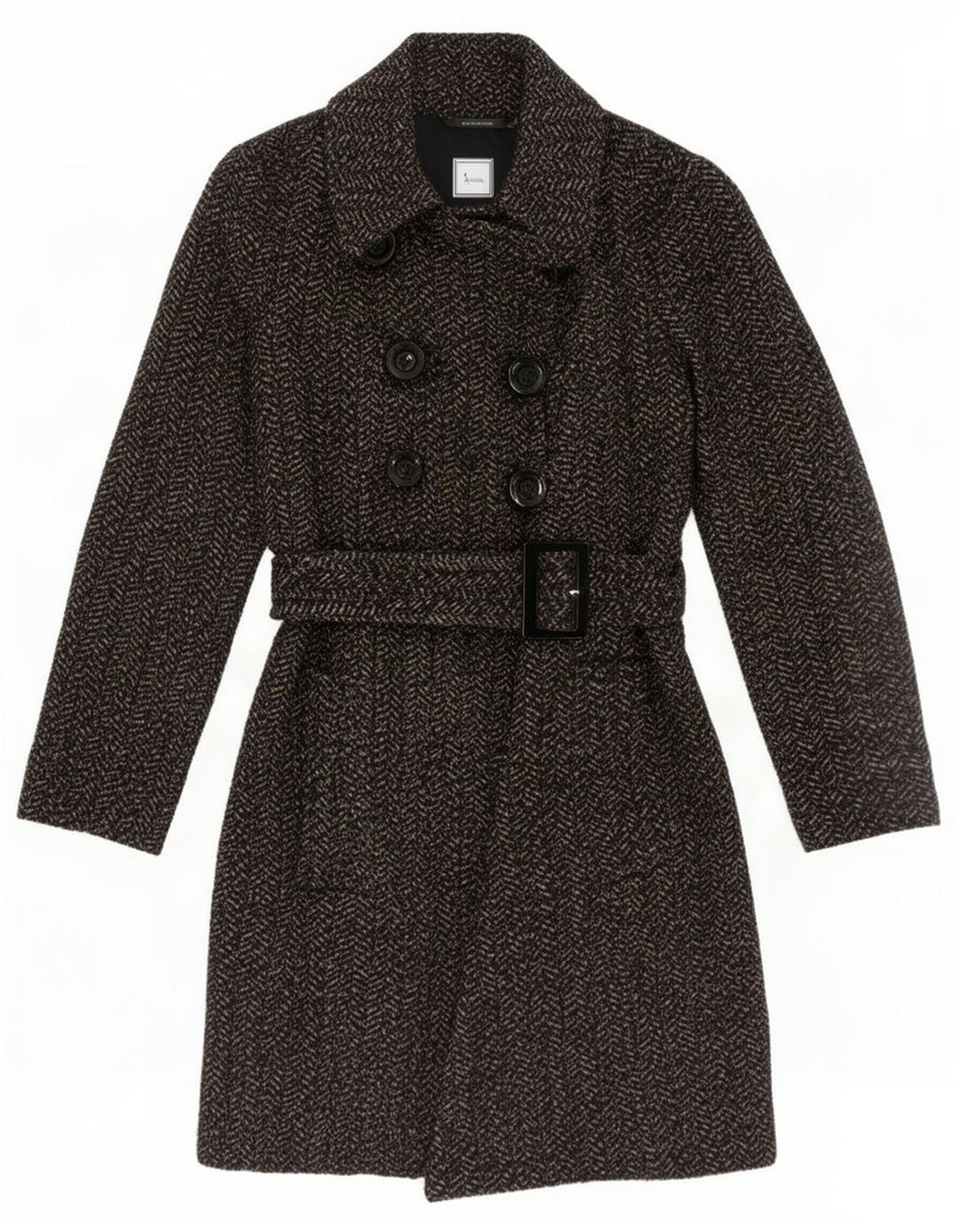 Casaco feminino Zara com peito duplo UK 10 espinha de peixe cinza pequeno