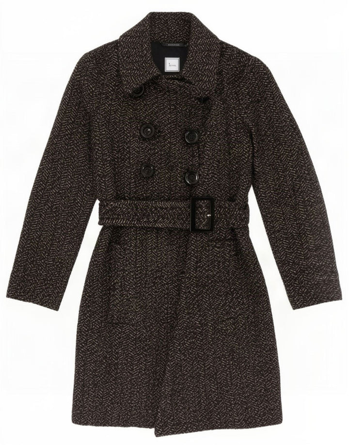 Casaco feminino Zara com peito duplo UK 10 espinha de peixe cinza pequeno