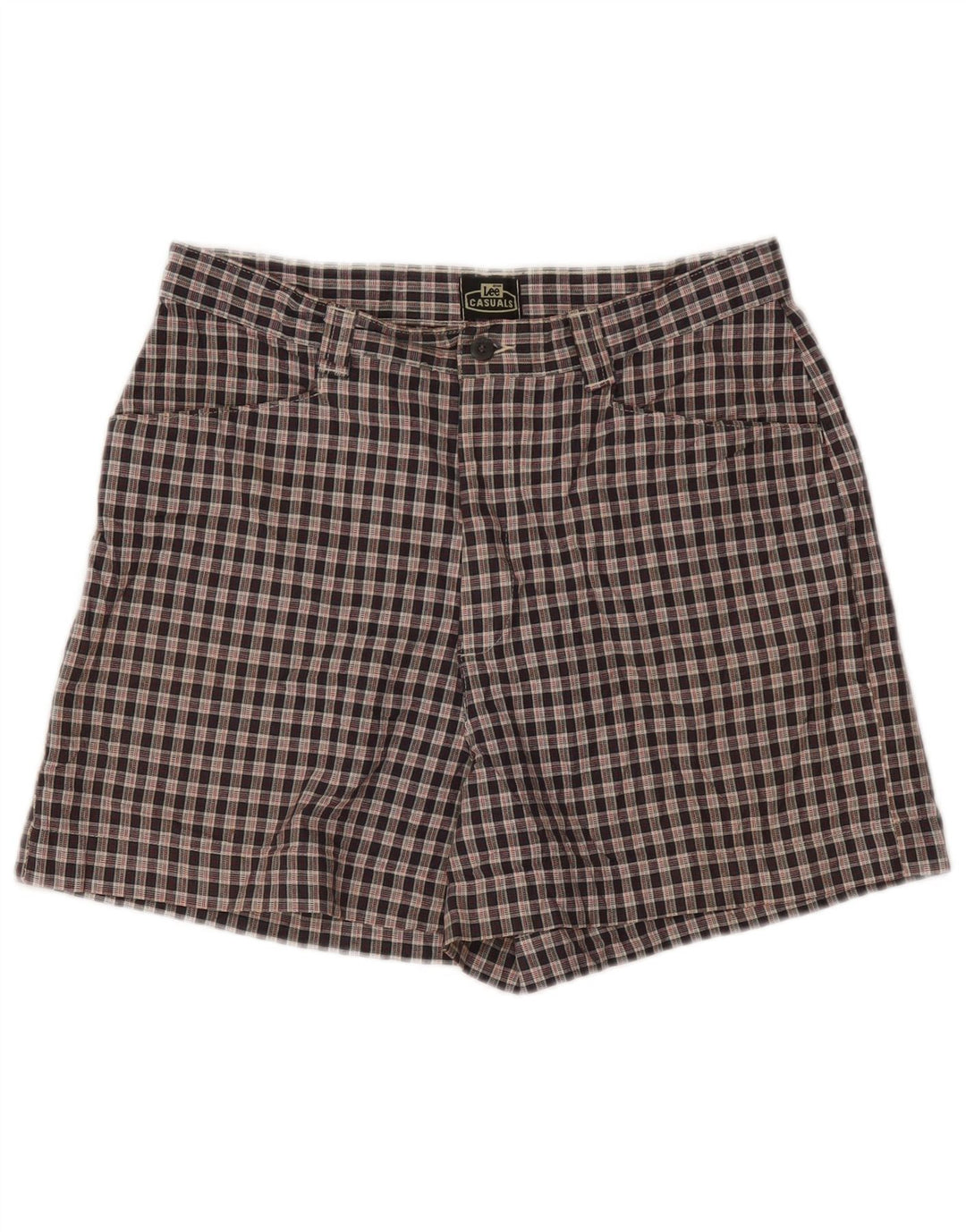 Shorts casuais femininos de cintura alta Lee US 12 grandes W32 xadrez multicolorido