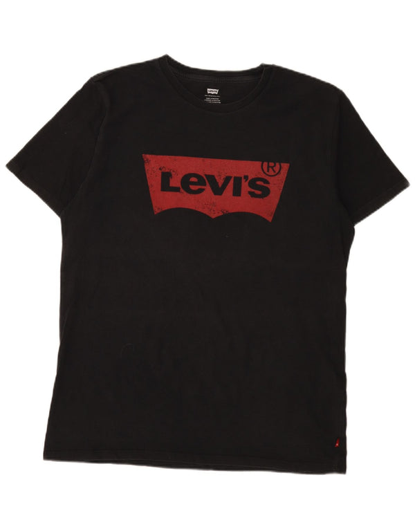 Camiseta gráfica masculina Levi's Top grande de algodão preto