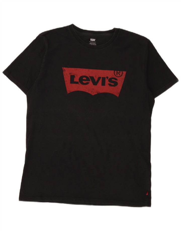 Camiseta gráfica masculina Levi's Top grande de algodão preto