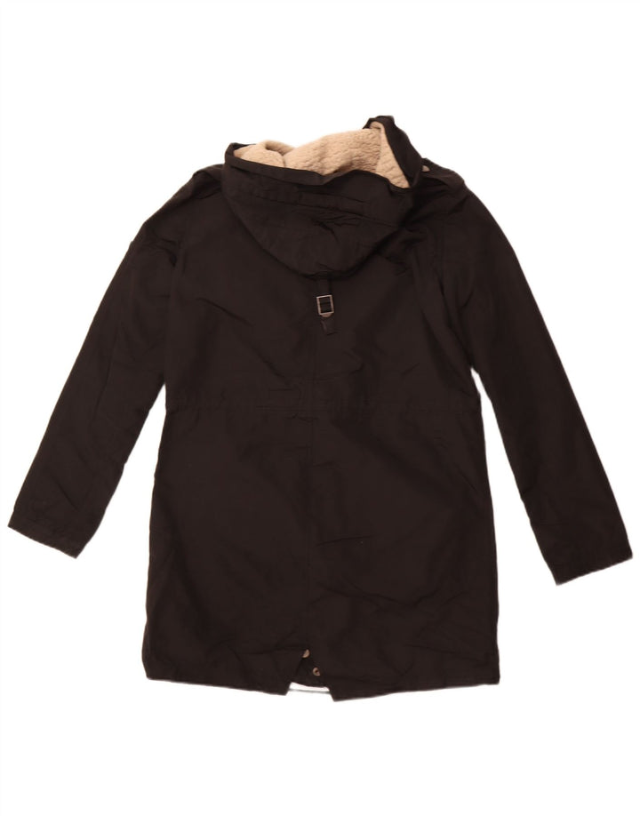 Jaqueta Parka com capuz feminina Zara UK 10 poliéster preto pequeno