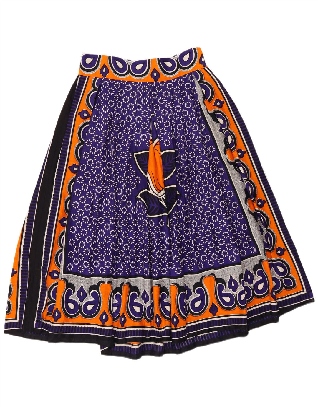 Saia feminina vintage gráfica linha A W28 floral roxo médio