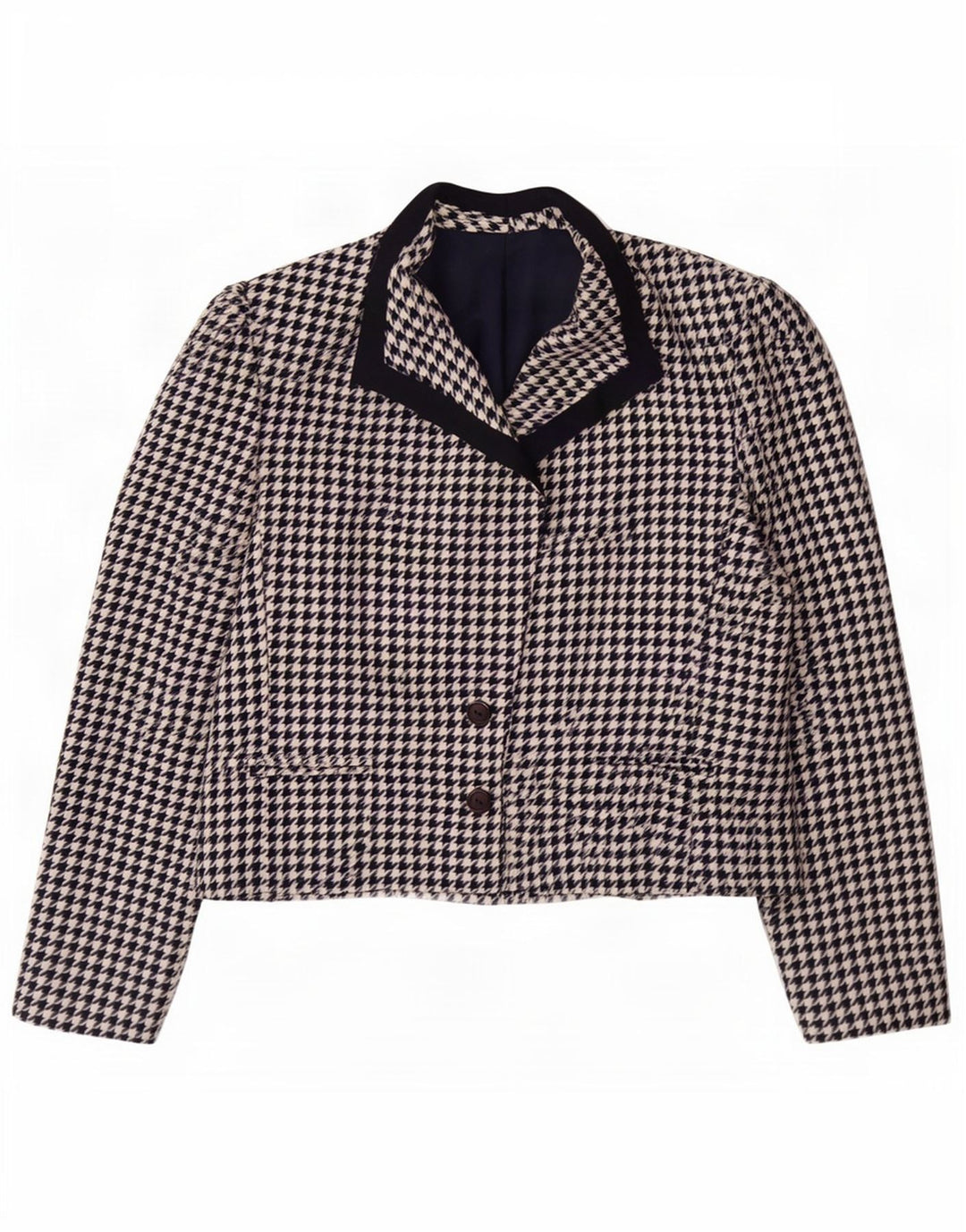 Mona Jaqueta Blazer Feminina com 2 Botões Reino Unido 12 Médio Azul Marinho Houndstooth