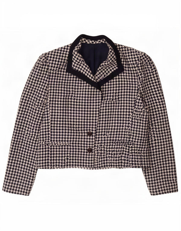 Mona Jaqueta Blazer Feminina com 2 Botões Reino Unido 12 Médio Azul Marinho Houndstooth