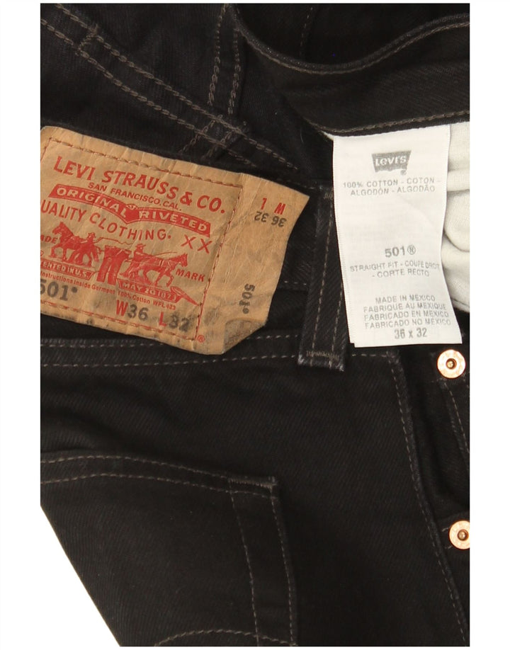 Jeans Levis 501 Straight Masculino W36 L32 Algodão Preto