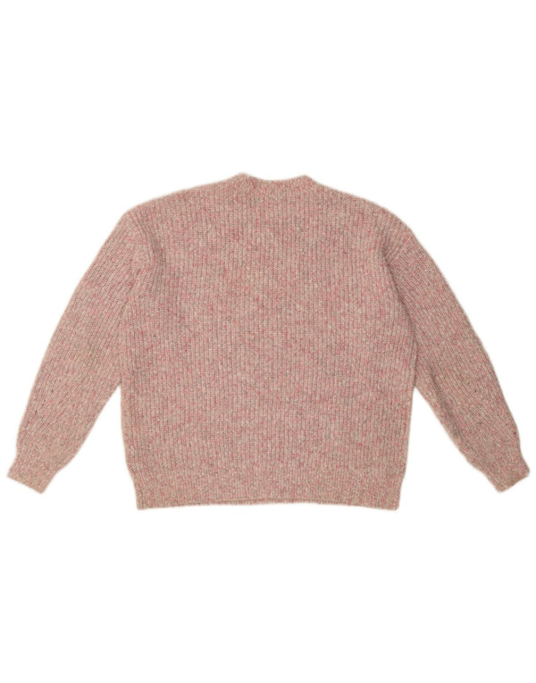 Suéter feminino Marks & Spencer com gola redonda Reino Unido 14 médio rosa manchado