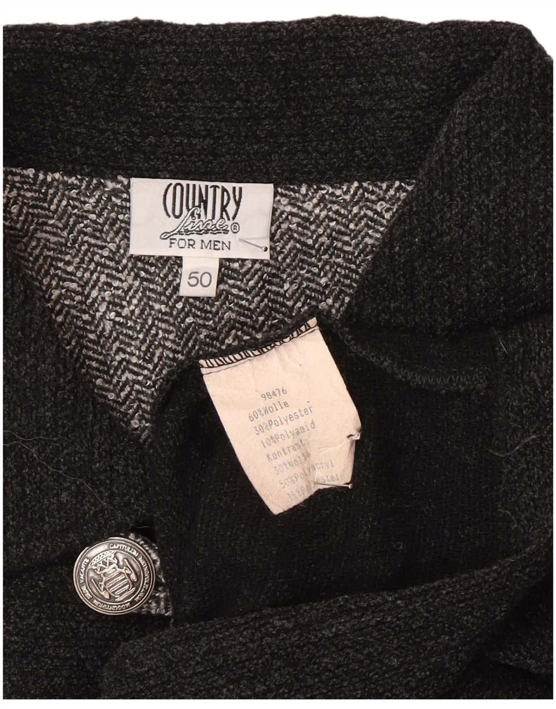 Suéter masculino country com gola polo IT 50 lã cinza médio