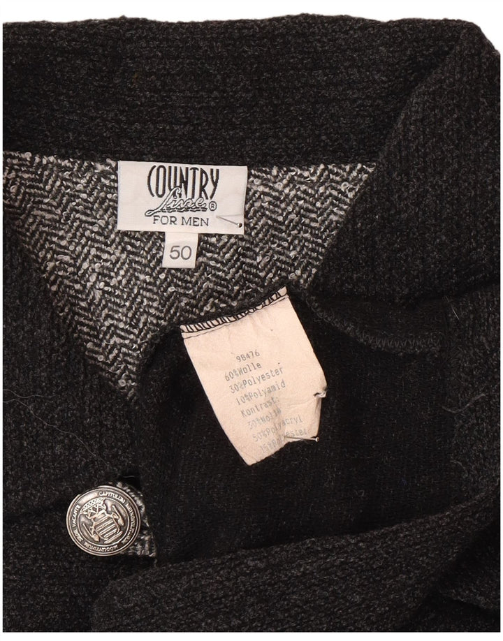 Suéter masculino country com gola polo IT 50 lã cinza médio