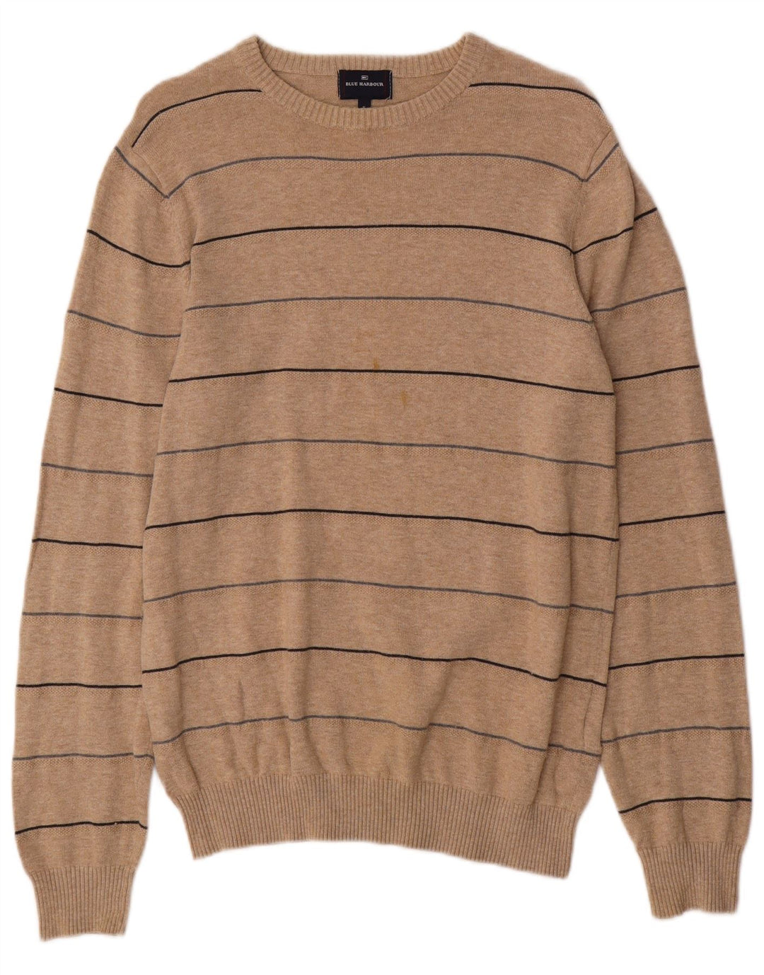 Suéter masculino Marks & Spencer Blue Harbor com gola redonda, pequeno bege