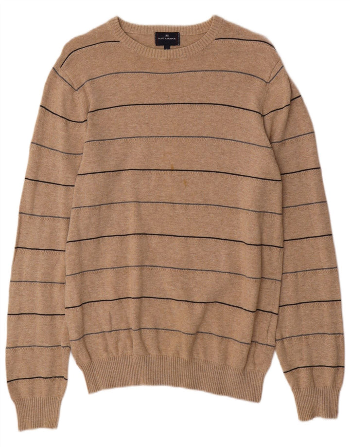 Suéter masculino Marks & Spencer Blue Harbor com gola redonda, pequeno bege
