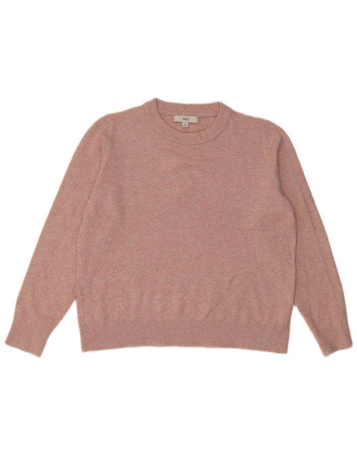 Suéter feminino Marks & Spencer com gola redonda Reino Unido 14 poliéster rosa médio