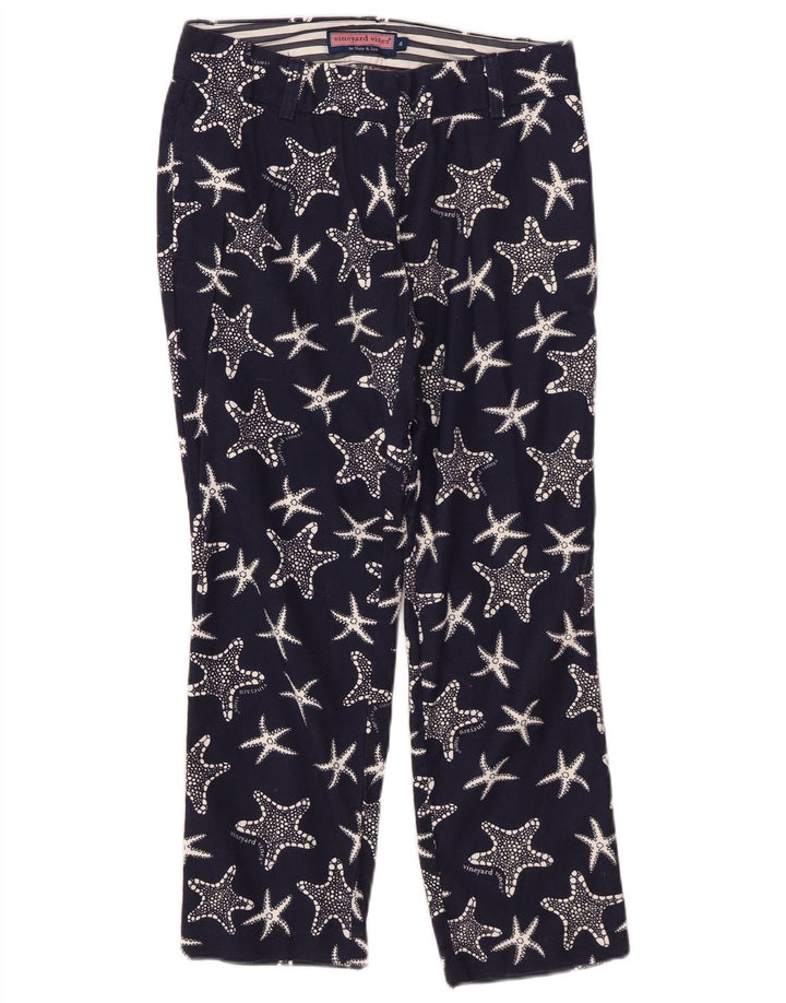 Calça feminina VINEYARD VINES cortada US 4 pequena W28 L25 azul marinho