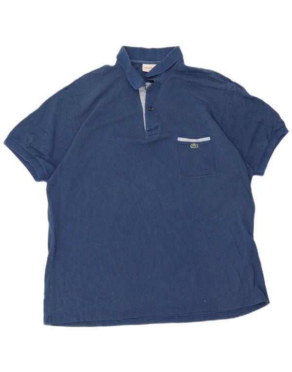 Camisa polo masculina Lacoste Classic Fit tamanho 7 2XL algodão azul