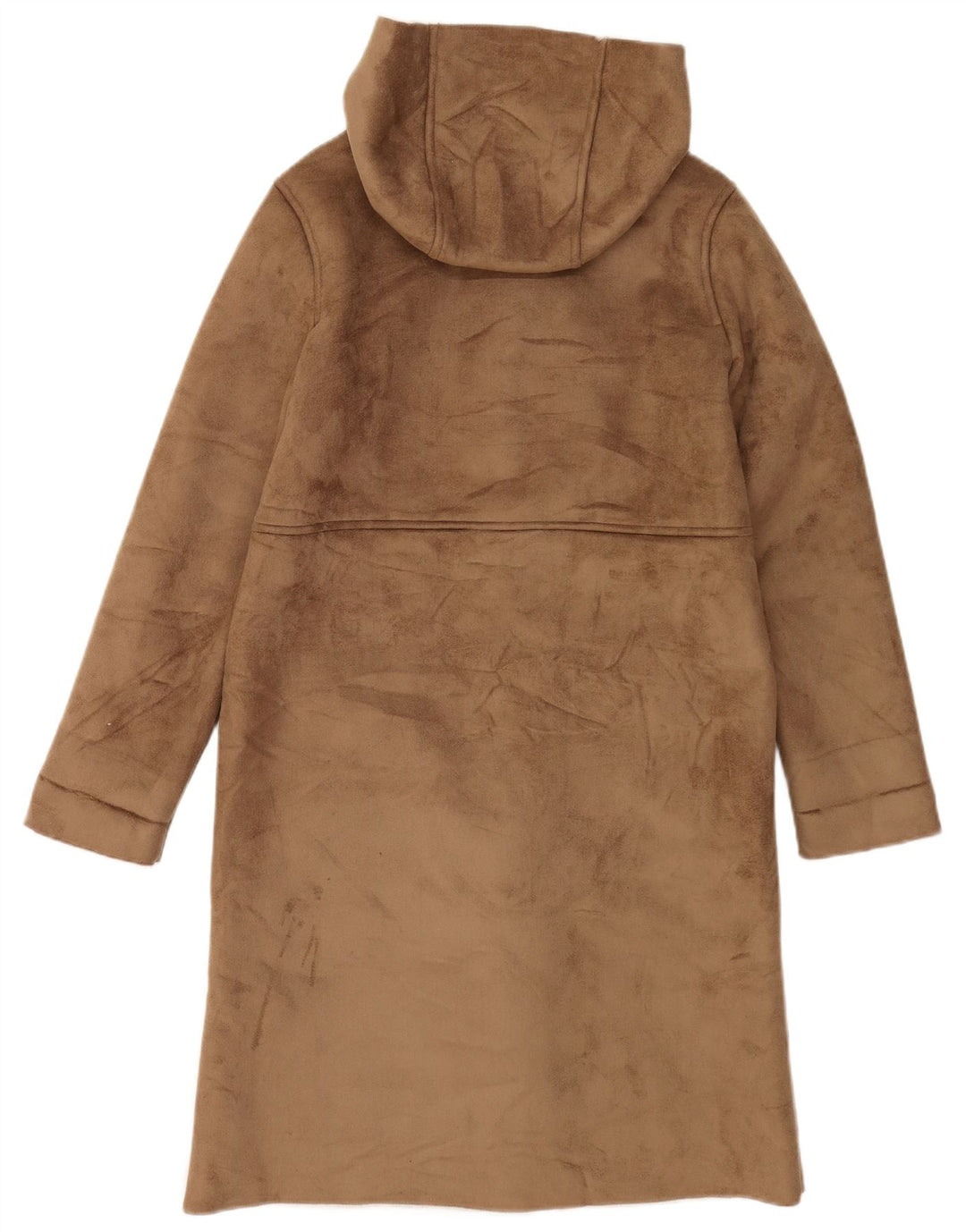 Sobretudo feminino vintage com capuz sherpa tamanho 38 marrom médio