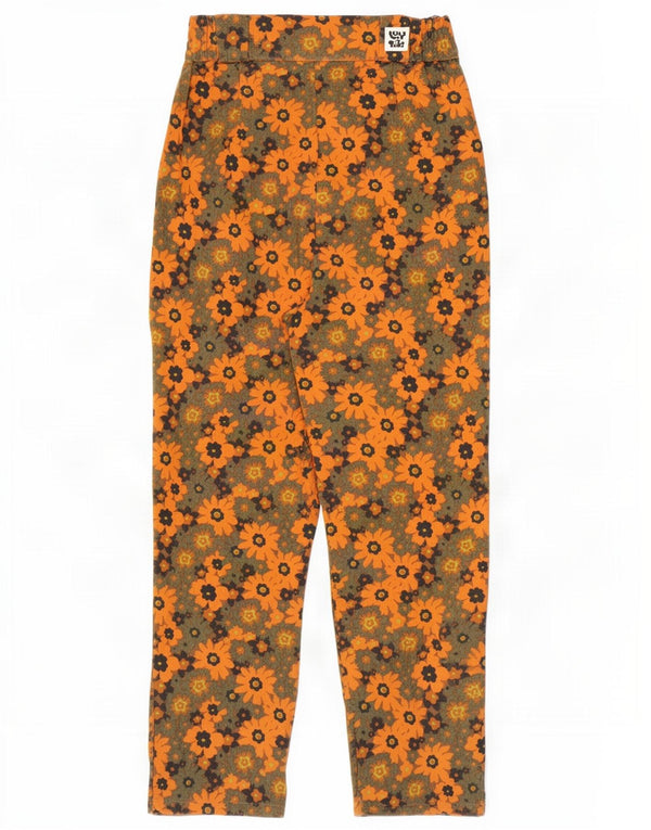 Calça casual feminina Lucy & Yak cônica W26 L29 algodão floral laranja