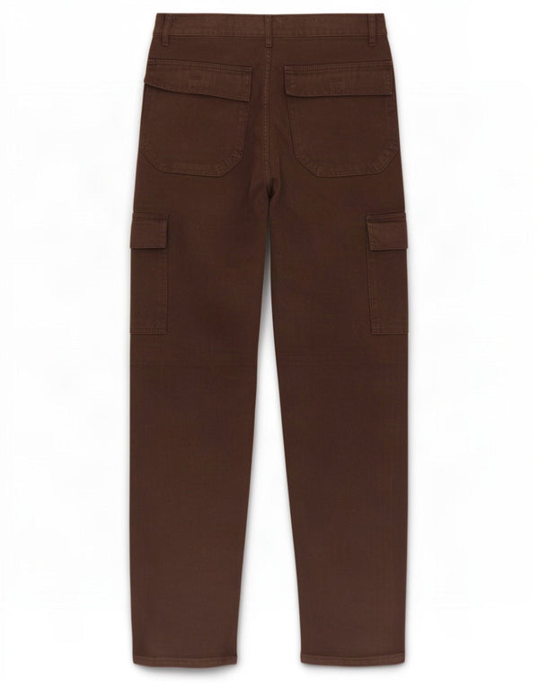 Calças cargo retas masculinas vintage W32 L32 algodão marrom
