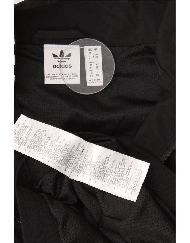 Adidas Womens Graphic Oversized Tracksuit Top Jacket UK 8 Pequeno Preto