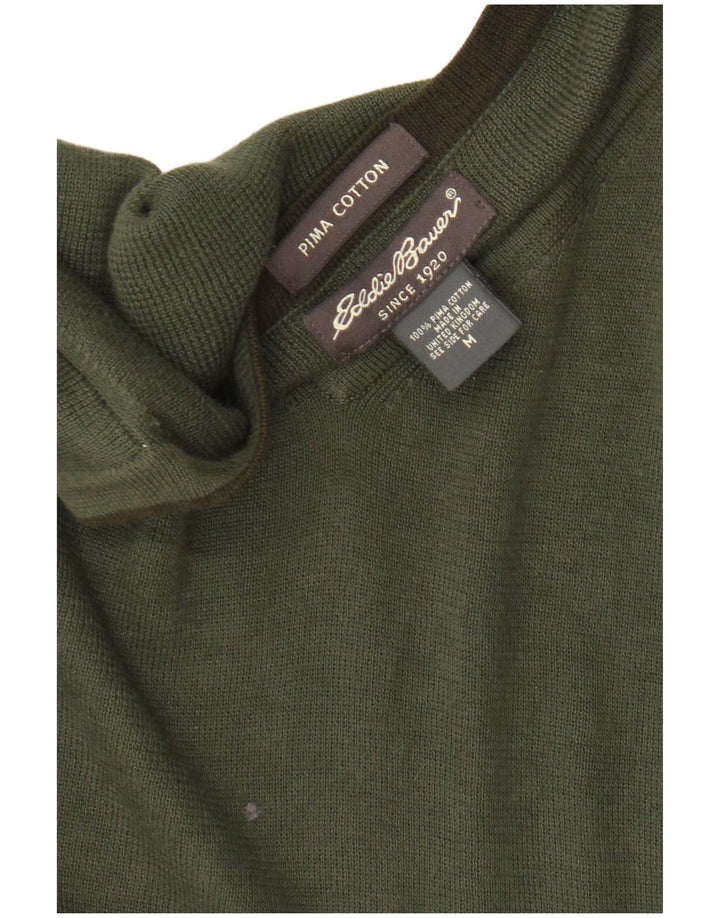 Suéter masculino Eddie Bauer com decote em V, algodão cáqui médio