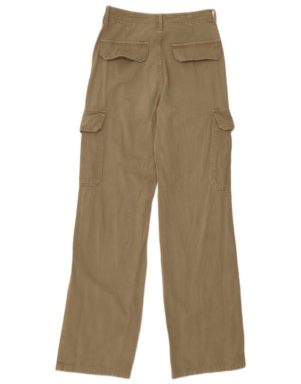 Zara Calça Cargo Feminina Solta Fit UE 32 2XS W22 L30 Caqui