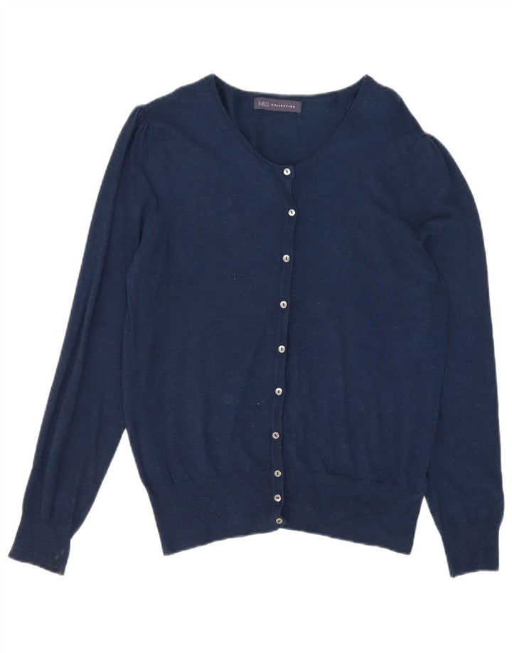 Suéter cardigã feminino Marks & Spencer UK 12 viscose azul marinho médio