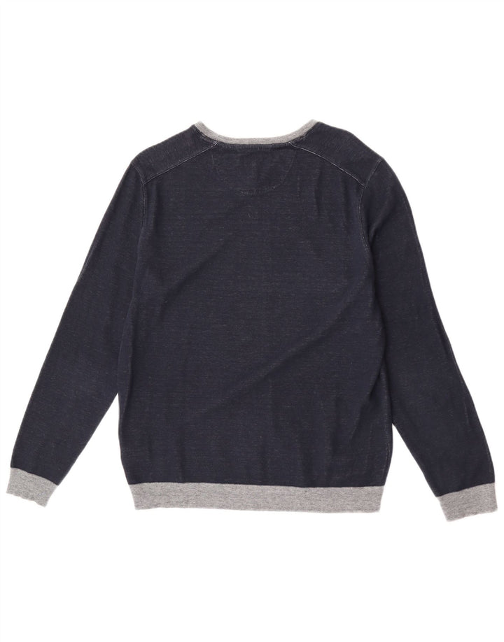 Ted Baker moletom masculino tamanho 4 grande azul marinho colorblock algodão