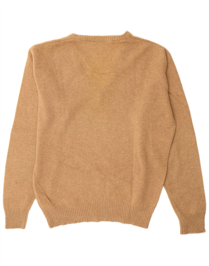 Suéter masculino vintage com decote em V IT 48 lã bege médio