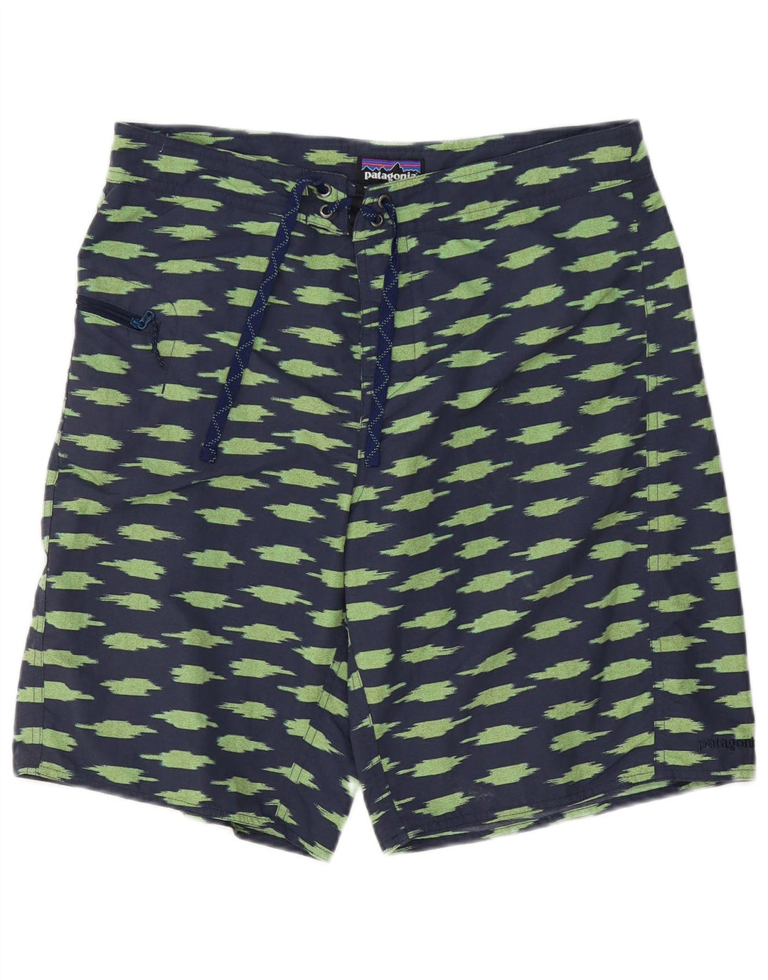 Shorts de banho masculino Patagonia Abstract Pattern grande poliéster azul marinho