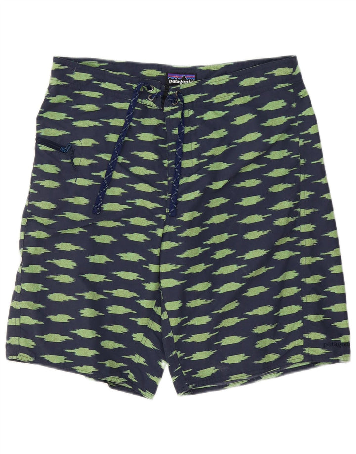 Shorts de banho masculino Patagonia Abstract Pattern grande poliéster azul marinho