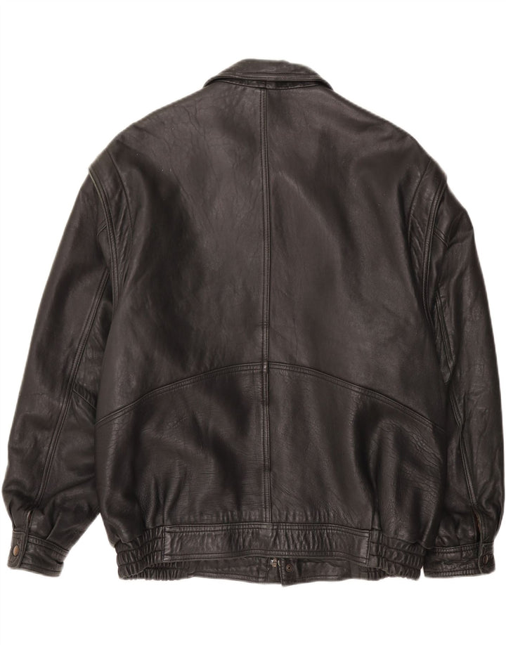 Jaqueta de couro masculina vintage UK 44 2XL couro preto