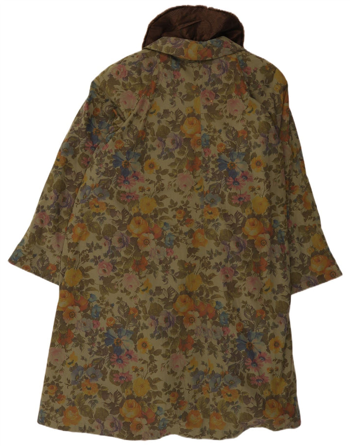 Sobretudo feminino vintage UK 18 XL verde floral