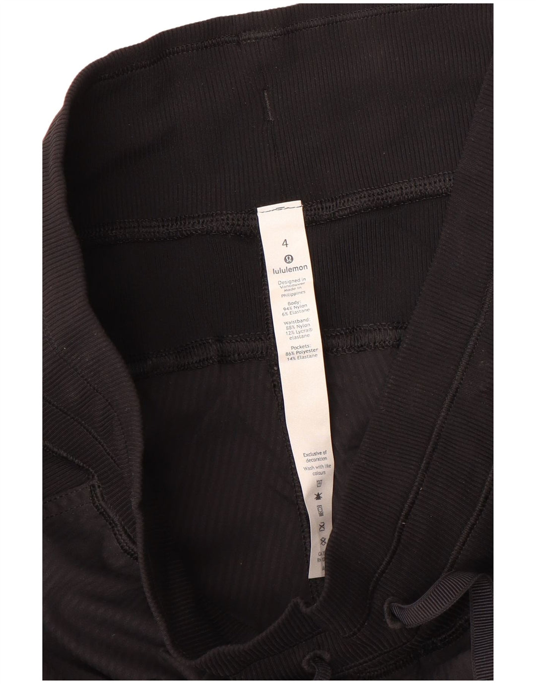 Calça de treino feminina Lululemon Joggers EUA 4 pequeno preto nylon