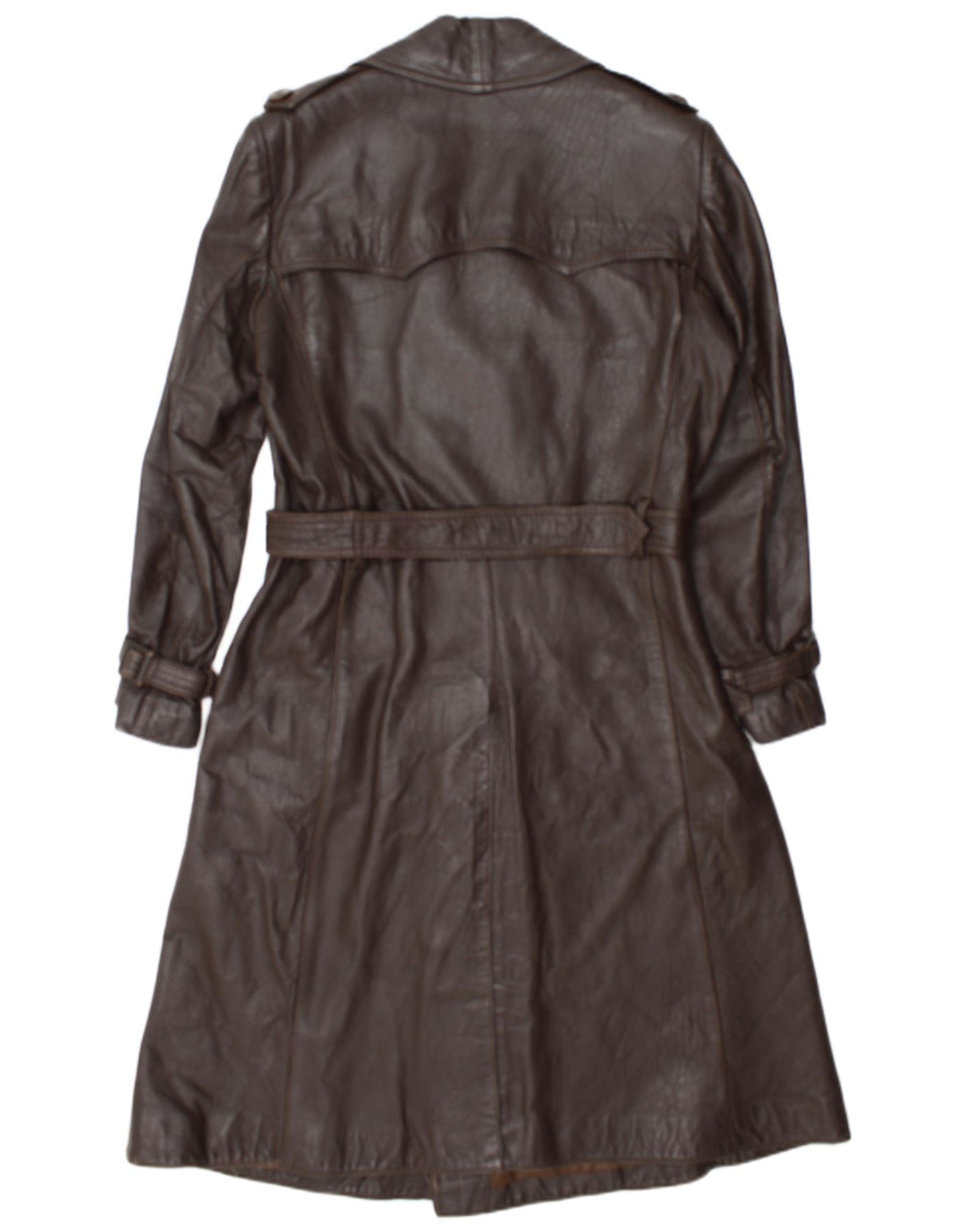 Casaco feminino vintage de couro com peito duplo IT 52 2XL marrom